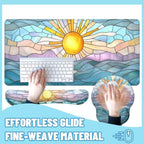 Boho Sun Desk Mat Set Stained Glass Sea Coastal Sunset Large Mouse Pad with Wrist Rest 4in1 Desk Mat for Desktop Ergonomic Computer Desk Arm Wrist Anti-Slip Computer Mouse Pad Home Office Gaming - Image 4