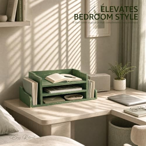 Wood Desk Organizer: File Organizer for Office Desk & Study, Green - Image 5