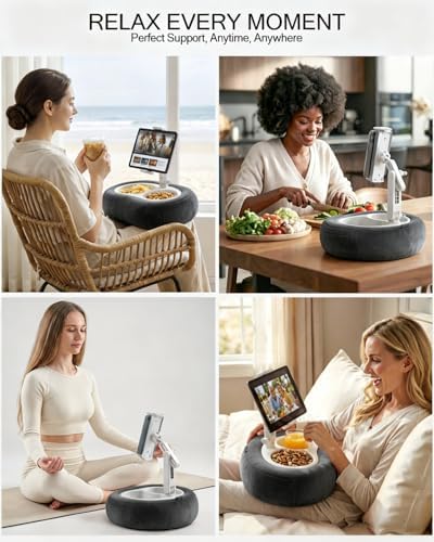 Miledi Tablet Pillow Stand for Bed with 360° Rotating Holder, Dark Gray - Image 3