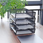 SETTFRFE 4 Tier Metal Letter Tray Desk Organizer-Stackable Paper Tray,Black (Pack of 2) - Image 6