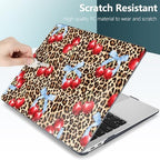DONGKE for MacBook Air 13 Inch Case 2021-2018, Compatible with A2337 M1 A2179 A1932 Support Retina Display & Touch ID, Hard Shell Plastic Cover with Keyboard Skin - Cherry & Leopard - Image 6
