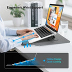 AboveTEK Laptop Sleeve Case for 13-14 inch MacBook Air/Pro, Slim Laptop Case with Stand, Ergonomic Wrist Rest & Mouse Pad, Waterproof Anti-Scratch Leather Bag for 13-14 Surface HP, Grey - Image 4