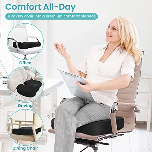 Gel Seat Cushion, Cooling Memory Foam Cushion for Office Chair, Black - Image 6