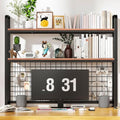 HUATOL Desktop Bookshelf for Computer Desk, 2-Tier Multipurpose Wood Countertop Bookshelf, Multipurpose Freestanding Storage Rack Display Shelf for Office, Home Decor, Kitchen, Brown by HUATOL