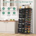 EasyPAG Rolling Storage Cart With 15 Drawers, Metal Craft Organizers with Wood Tabletop for Home, Letter/Legal Size Rolling File Cart for Office, Classroo and Dorm, Black - Image 5