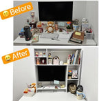 Modern Wooden Desktop Bookshelf Hutch, White Desk Organizer with 7 Shelves for Computer Desk, Vertical Storage for Small Desks, Home Office, Dorm - Image 4