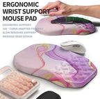 2-in-1 Ergonomic Set, Wave Keyboard Wrist Rest and Massage Slope Mouse Pad Wrist Support, Rebound Memory Foam for Relieve Carpal Tunnel Syndrome and Wrist Pain (Pink Purple Marble) - Image 3