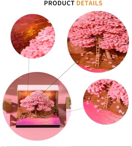 2027 3D Paper Carving Desk Calendar With LED Light (Cherry Blossom Tree) - Image 5