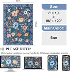 DUKINO 8x10 Area Rugs, Floral Washable Living Room Rug Non Slip, Blue - Image 2