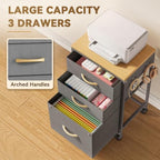 3 Drawer File Cabinet Under Desk, Small Filing Cabinet Printer Stand - Image 4