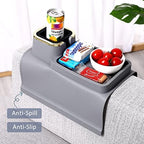 HMASYO Couch Cup Holder Tray – Weighted Silicone Sofa Armrest Organizer Table with Anti-Spill Coaster, Easy Reach for Drink, Snacks, Remote & Phone, Non-Slip Base, Easy Clean - Image 2