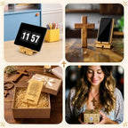 Novabright 36 Pcs Christian Bible Verse Bamboo Phone Stand, Natural - Image 4