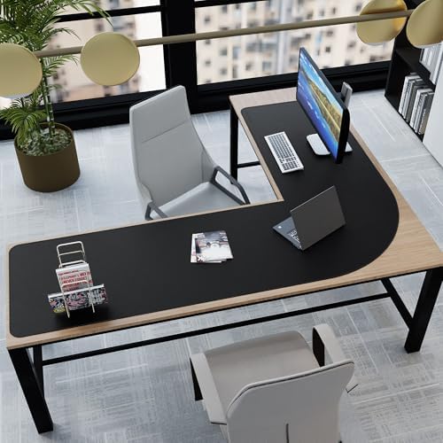 Chihein PU Leather L-Shaped Desk Mat 61" x 80.7" x 23.6" Black - Image 7