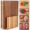 4 Pcs Book Cutting Boards Set with Wooden Bookend Holder Acacia & Wenge & Rubberwood & Walnut Wood Book Shaped Solid Wood Cutting Board for Kitchen Fruits Vegetables Meat Fish Cheese Bread by Acellegic