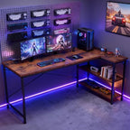 OLIXIS 55 Inch L Shaped Desk, Corner Computer Gaming Desks with Shelves - Image 2