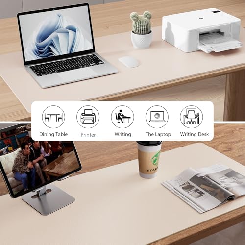 Aothia Faux Leather Desk Mat - Non-Slip PU Leather Desk Blotter, Waterproof Writing Surface, Large Desk Pad for Office & Home (Eggshell, 55" x 17") - Image 6