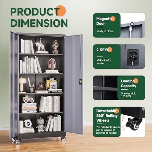 Letaya Metal Garage Storage Cabinets with Lock Door and Adjustable Shelves, Steel Tool Cabinets for Home,Office,Warehouse Organisieren (Black Grey, 74.41" H) - Image 6