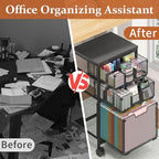 Sbanmao Rolling File Cart with 3 Drawers, File Cabinet with DIY Divider, Hanging Folder Holder Organizer with Wheels, Under Desk Storage Utility Cart, Printer Stand for Home Office, Black - Image 7