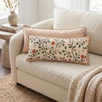 ISAENNE Designer Elegant Linen Throw Pillow Cover,Set of 2,28"x12"-Flora A - Image 3