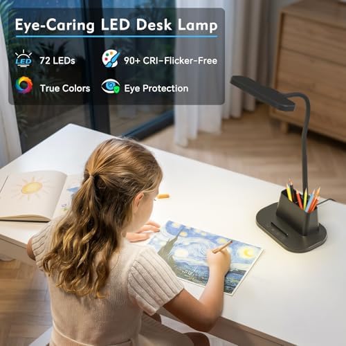 BOHON Desk Lamp for Home Office Desk Light with USB-C Charging Port Black - Image 4