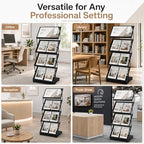 Foldable Magazine Display Racks, 4 Pockets Brochure Display Rack with Wheels, Brochure Catalog Display Stand for Living Room, Hotel, Trade Show, Exhibition, Office - Image 7