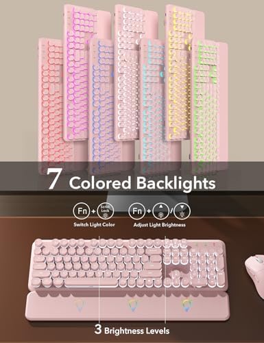 Wireless Keyboard and Mouse Backlit - Typewriter, Magnetic Wrist Rest - Image 2