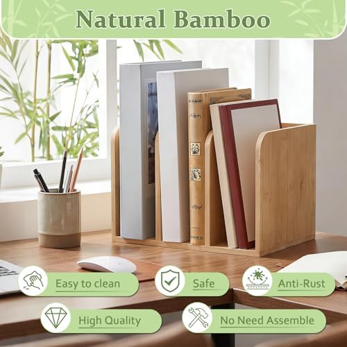 Novabright Bamboo Wooden 3-compartment File Magazine Holder, Suit for B5 - Image 4