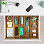 EcoFives Luxury Acacia Silverware Organizer -Kitchen Drawer Organizer - Utensil Holder and Cutlery Organizer with Grooved Drawer Dividers for Flatware and Kitchen Utensils (5 Slot) - Image 4