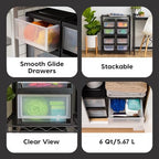 IRIS USA 4-Pack, 6 Qt. Small Stacking Drawer Storage Organizer, Black - Image 4
