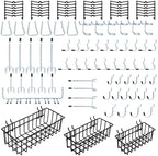 1/4 inch Extra Thick Pegboard Accessories Kit,Only Suitable for 1/4" Pegboard Board,Includes Three Baskets and Multiple Types of Pegboard Hooks,Metal Hooks for Hanging Storage(Black Baskets) by Daanxw