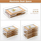 Acrylic Desk Organizer, Stackable Paper Organizer Letter Tray 4-Tier Clear - Image 2