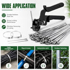 Cable Tie Gun Kit with 100Pcs 11.8" 50Pcs 9.8" 50Pcs 7.8" 304 Stainless Steel Zip Ties, Heavy Duty Wire Fence Repair Tool for Chain Link, Farm Metal Cages, Chicken Coops, Automotive Exhaust Wraps - Image 6