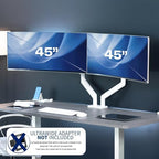 VIVO Heavy Duty Dual Ultra-Wide Monitor Tension Arm, Up to 45 inch Screens, Holds 44 lbs per Arm, Premium Desk Mount Monitor Stand for 2 Ultrawides, White, STAND-V200VW - Image 2