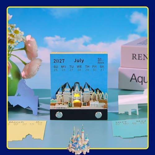 3D Calendar 2027,Time Piece Calendar 2027,Castle 3D Art Notepad Calendars,3D Memo Pad,Tear Away Calendars,Christmas Gift,New Year Gift/paper sculpture calendar (Cinderella Castle) - Image 3
