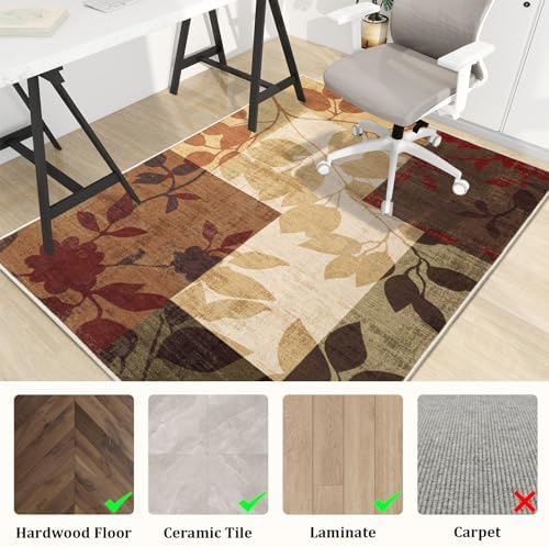 Office Chair Mat for Hardwood Floor, 60"x45" Easy Glide Computer Desk Mat Protector for Rolling Chair Under Desk Rug Nonslip Backing, Machine Wash, (Modern) - Image 3