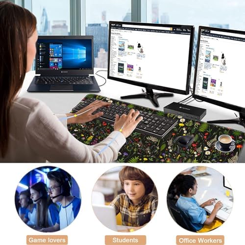 Mouse Pad,Large Pink Desk Mat, 4in1 XXL Mousepad + Keyboard Wrist Rest+Mouse Wrist Rest+Coaster Set with Ergonomic Desk Pad for Home Office Table Computer-Cute Flowers - Image 7