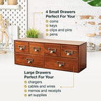 6-Drawer Vintage Desk Organizer Classic Brown Wood Storage Drawers for Tabletop - Slim Retro Style Desktop Organizing Cabinet with 6 Drawers - Office Study Table Wood Storage Box Organizer, 1-pack - Image 6