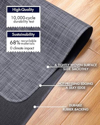 BARoyal Office Chair Mat for Hardwood Floor Under Desk Computer Rolling Chair Mat for Wood/Tile Floor Non-Slip Heavy Duty Desk Rug PVC Plastic Hard Floor Protector 30" x 48"(Cool Grey) - Image 4