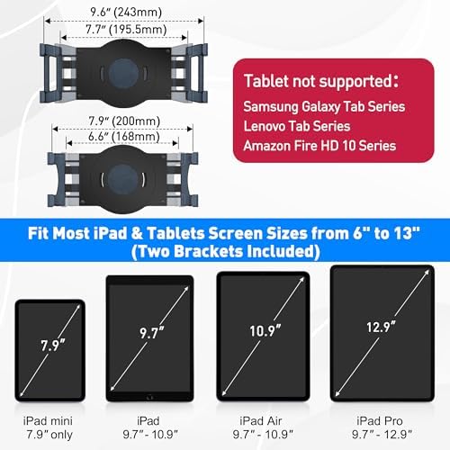 AboveTEK Retail Kiosk iPad Stand, 360° Rotating Commercial POS Tablet Stand, Fits 6"-13" (Screens) iPad mini Pro-Business Swivel Tablet Holder, for Store Office Reception Kitchen Desktop (Black) - Image 3