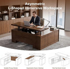 63x59 in L Shaped Executive Electric Standing Desk with Storage - Image 7