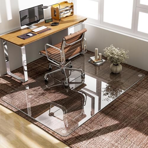 GLSLAND 36"x55" Tempered Glass Office Chair Mat, Hard Floor Mat for Carpet - Image 7
