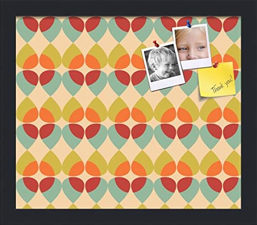 PinPix 14x12 inch Cork Bulletin Board. This Decorative Framed Pin Board Comes with Abstract Pattern in Color Design and Satin Black. Ideal for Home, Office Decor or School (PinPix-564) by PinPixBulletinBoards