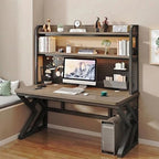 Gaming Desk with Hutch and Pegboard, RGB LED Lights & Charging Station by Ticreelor