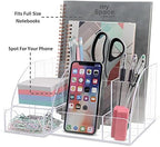 My Space Organizers Clear Acrylic Desk Oganizer, 9 Compartments, Office Supplies and Desk Accessories Organizer, Home Decor Desktop Organizer (Clear) - Image 3