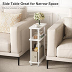 Apicizon Narrow Side Table with Fabric Basket, 3-Tier End Table, White - Image 5