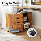 DUMOS 3-Drawer Rolling File Cabinet, Wooden Printer Stand with Storage - Image 6