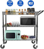 WDT Heavy Duty 3 Tier Utility Cart,Wire Rolling Cart with Wheels, Commercial Grade Service Cart with Shelving Liners and Handle Bar Metal Carts for Kitchen Office Hardware - Image 2