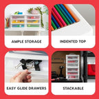IRIS USA 2-Pack, 3-Drawer Medium Plastic Stacking Desktop Organizer, White - Image 4