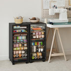 WOPITUES Storage Drawer Cart, Mobile Storage Cabinet, Makeup Storage with 10 Large Clear Drawers, Utility Wooden Rolling Cart on Wheels, for Cosmetic, Art Craft, Office Supplies, Toy, Black - Image 2