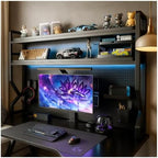 Desktop Bookshelf, Multi-Size pegboard Storage Organizer Rack, Dorm Desk Shelf, Desk Hutch, Desk top Storage Rack, Student Desktop Storage,Desk Shelves for top of des(Black, 45.3" Lx9.9 Wx39 H) by Unknown